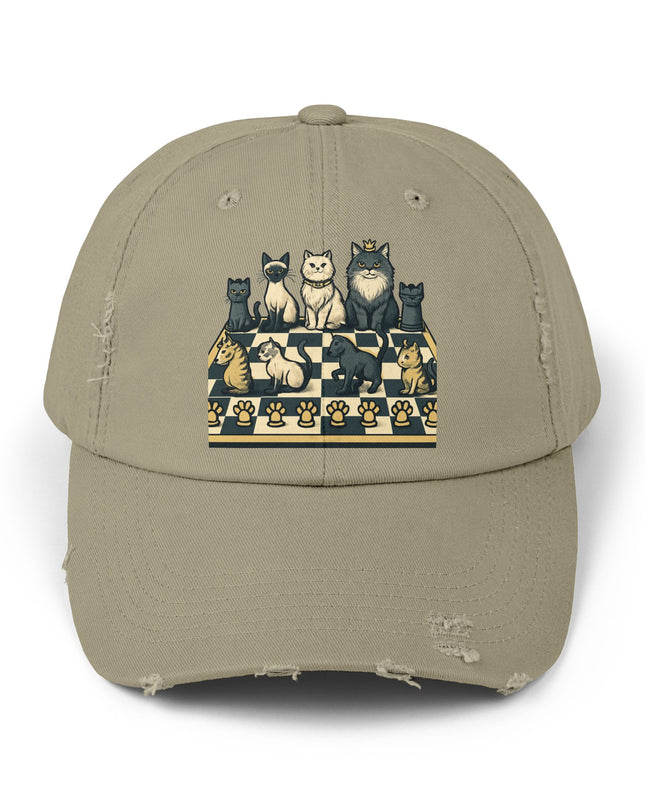 "Chess with cat pieces" Unisex Distressed Cap