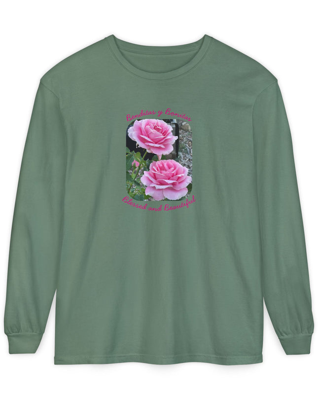 "Blessed and Beautiful" Unisex Garment-dyed Long Sleeve T-Shirt