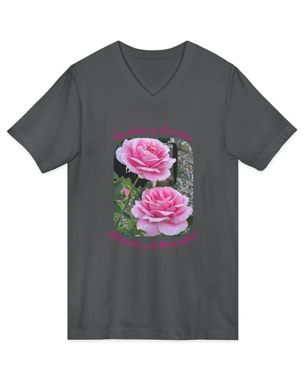 "Blessed and Beautiful" Ladies' V-Neck T-Shirt