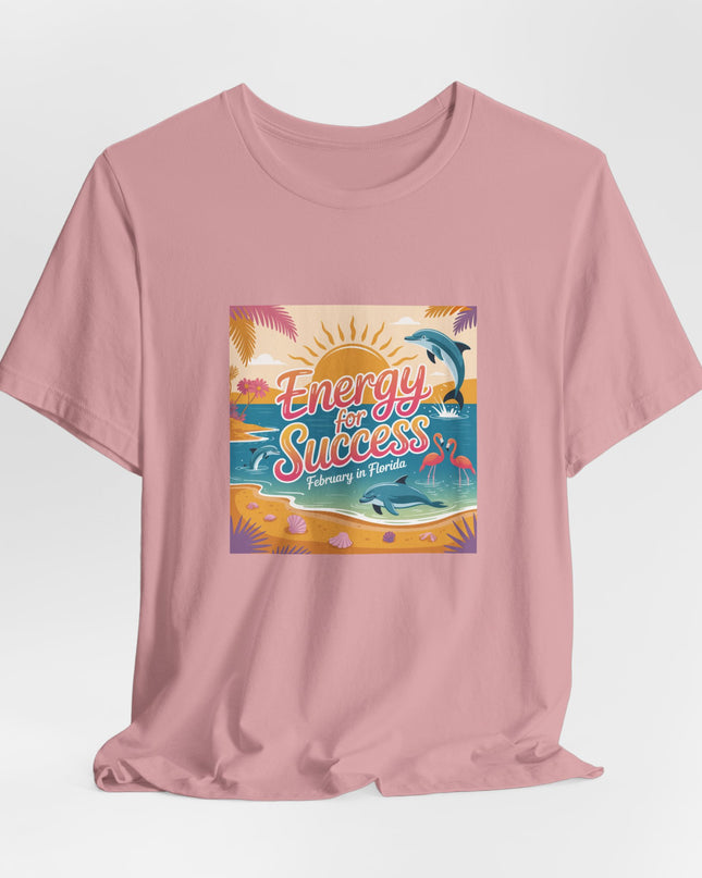 "February in Florida, Energy for Success (smaller design)" Unisex Jersey Short Sleeve Tee