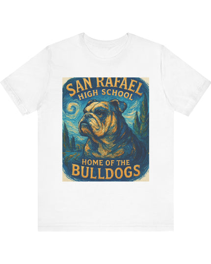 "San Rafael High School Home of the Bulldogs Vincent Van Gogh Style" Unisex Jersey Short Sleeve Tee