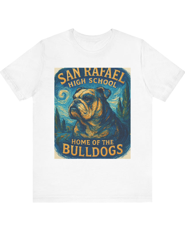 "San Rafael High School Home of the Bulldogs Vincent Van Gogh Style" Unisex Jersey Short Sleeve Tee