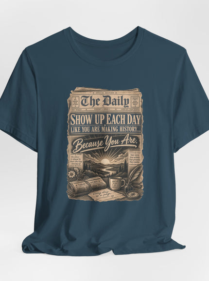 "Show Up Each Day" Unisex Jersey Short Sleeve Tee