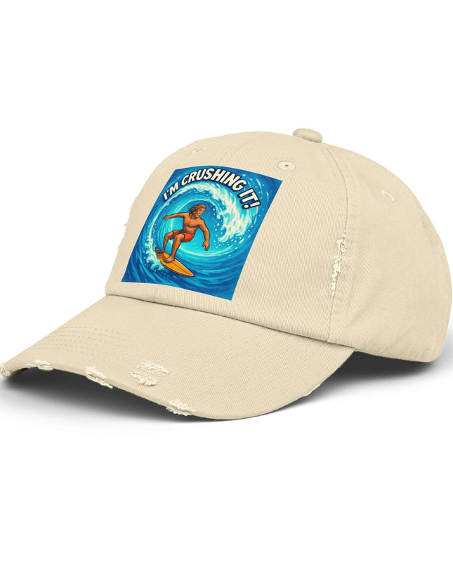 "I'm crushing it!" Unisex Distressed Cap
