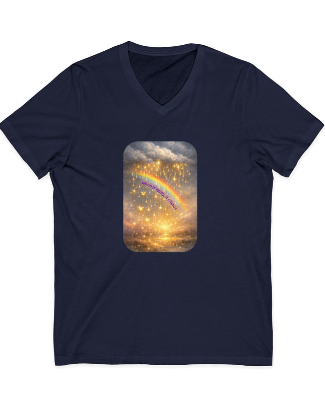 "When It Rains, It Shines" Unisex Jersey Short Sleeve V-Neck Tee