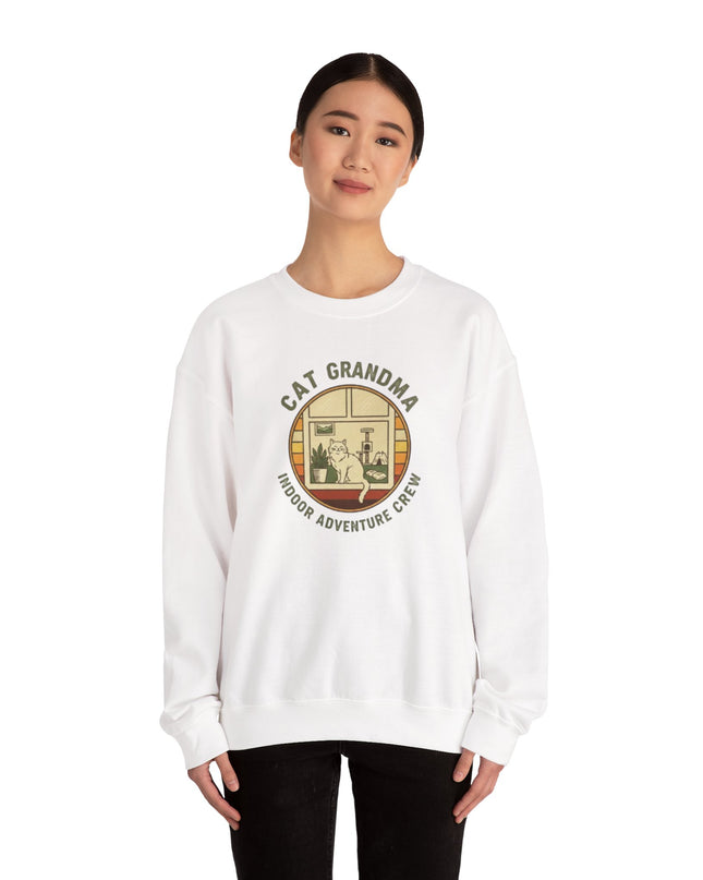 "Cat Grandma Indoor Adventure Crew" Unisex Adult Crewneck Sweatshirt