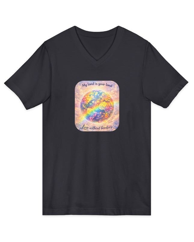 "My Land is Your Land" Unisex Jersey Short Sleeve V-Neck Tee