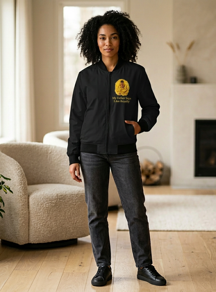 "My Father Says I'm Royalty" Women's Bomber Jacket (AOP)