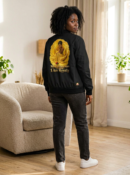 "My Father Says I'm Royalty" Women's Bomber Jacket (AOP)