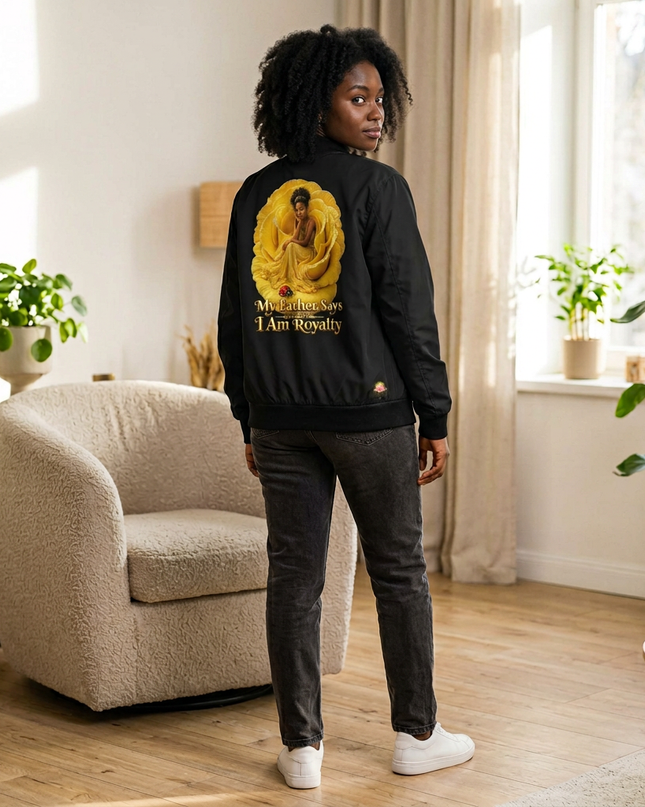 "My Father Says I'm Royalty" Women's Bomber Jacket (AOP)