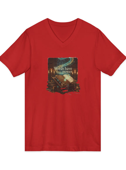 "Words Have Power" Unisex Jersey Short Sleeve V-Neck Tee