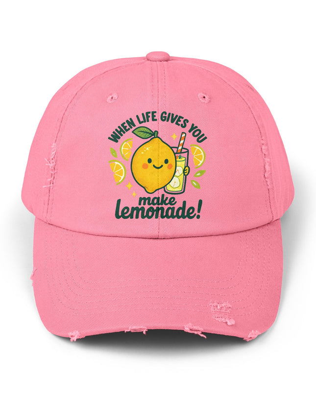 "When life gives you lemons, make lemonade" Unisex Distressed Cap