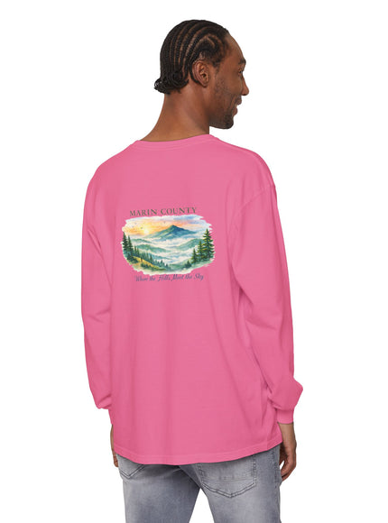 "Marin County, Where the Hills Meet the Sky" Unisex Garment-dyed Long Sleeve T-Shirt