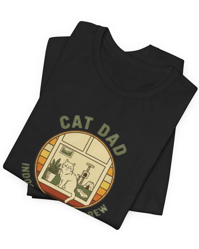 "Cat Dad Indoor Adventure Crew" Unisex Jersey Short Sleeve Tee