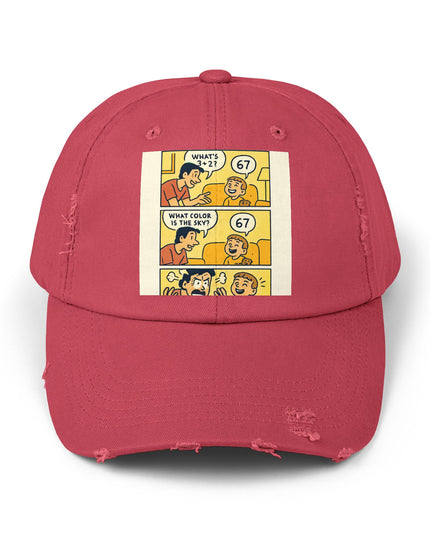 "67 is a Child's Only Answer" - Unisex Distressed Cap