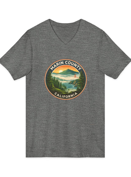 "Marin County, Above the Fog - no text" Unisex Jersey Short Sleeve V-Neck Tee