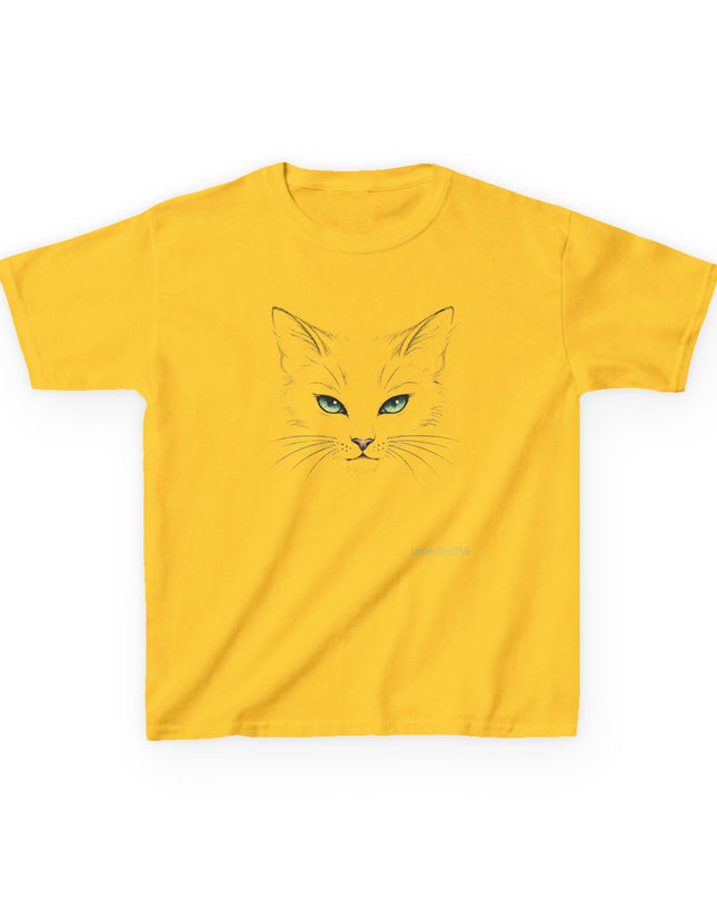 "Cat Face Sketch" Kids Heavy Cotton Tee