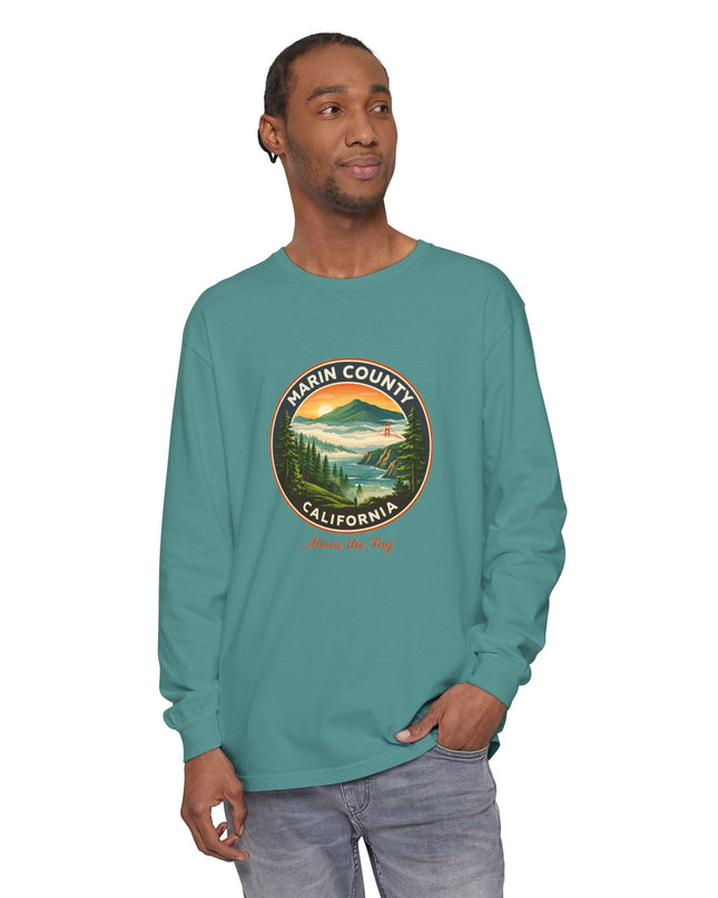 "Marin County, Above the Fog" Unisex Garment-dyed Long Sleeve T-Shirt