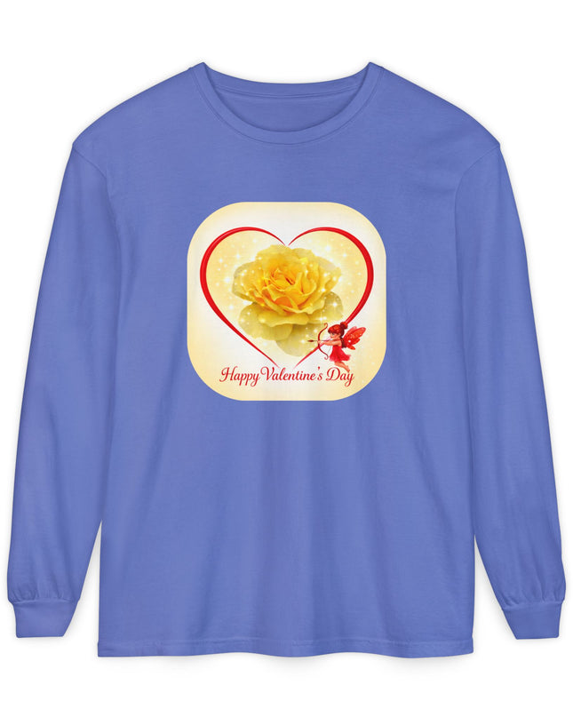 "Happy Valentine's Day" Unisex Garment-dyed Long Sleeve T-Shirt