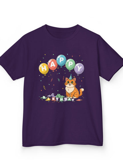 "Happy Birthday - Cat Popped the Balloons" Kids Heavy Cotton Tee