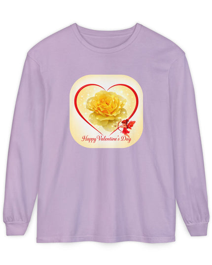 "Happy Valentine's Day" Unisex Garment-dyed Long Sleeve T-Shirt