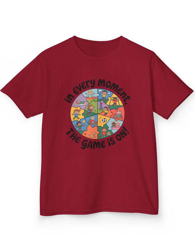 "In every moment, the game is on" Kids Short Sleeve Tee