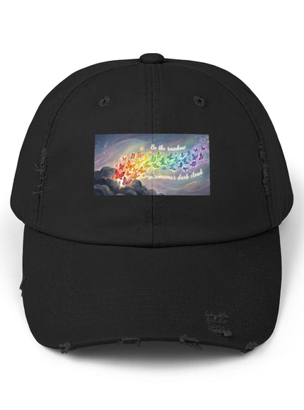 "Be the Rainbow in Someone's Dark Cloud" Unisex Distressed Cap