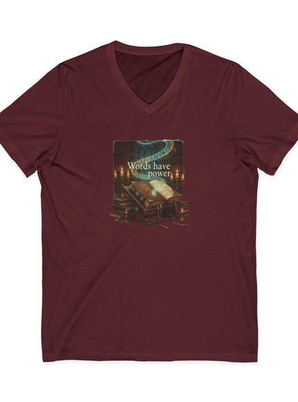 "Words Have Power" Unisex Jersey Short Sleeve V-Neck Tee