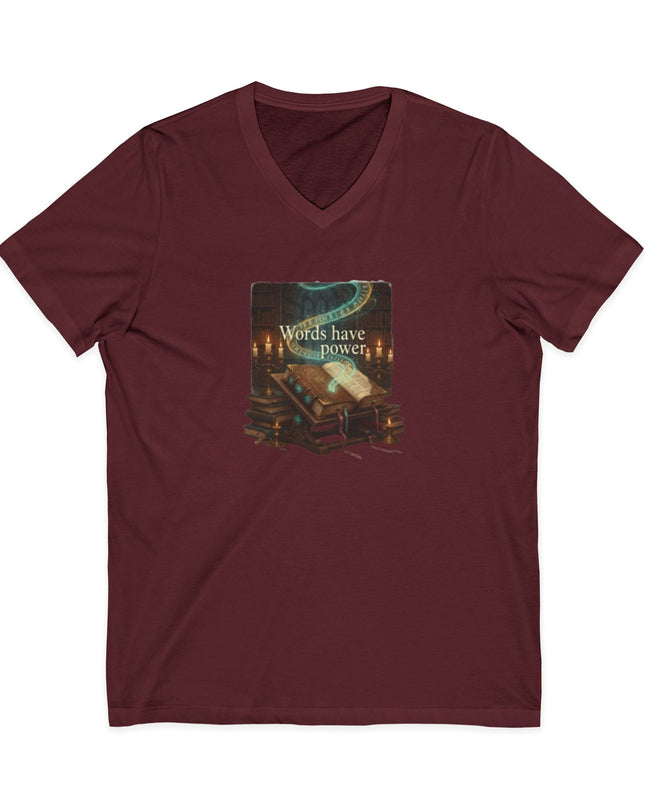 "Words Have Power" Unisex Jersey Short Sleeve V-Neck Tee