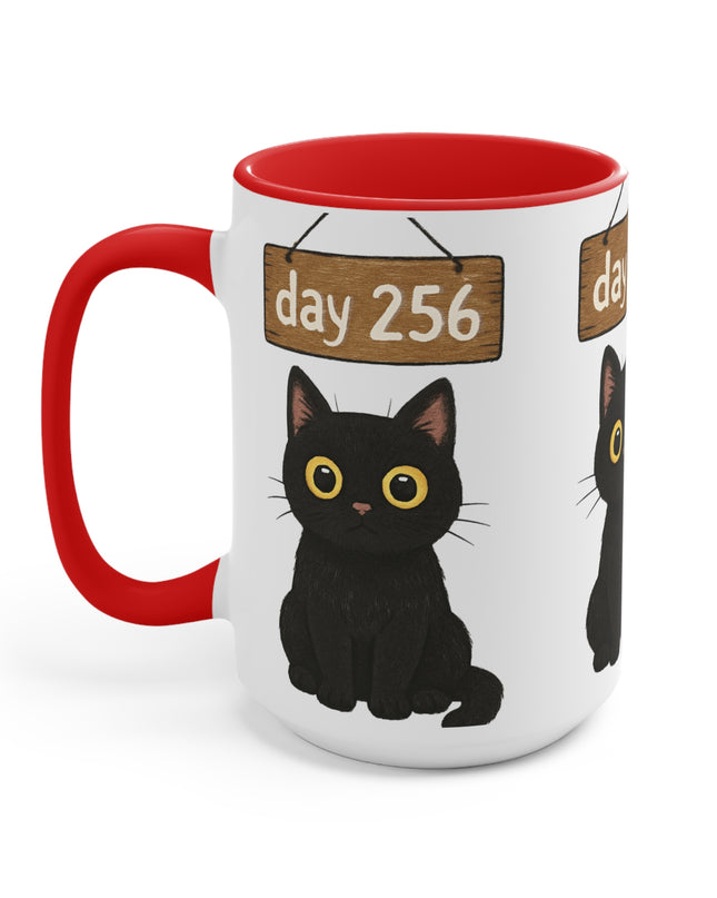 "Day 256 Not Blinking Black Cat" Accent Mug