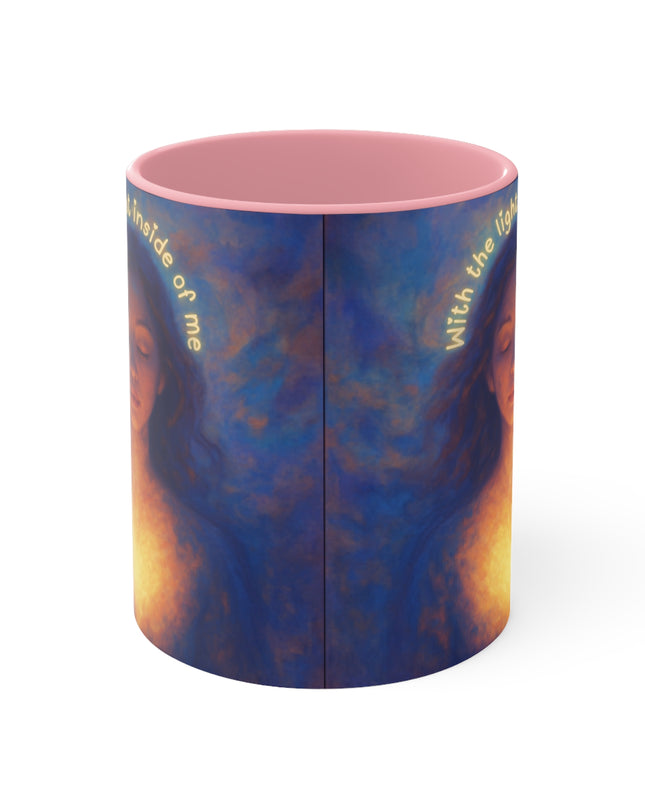 "With the Light Inside of Me" Accent Mugs