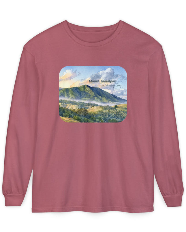 "Mount Tamalpais, the Sleeping Lady" Unisex Garment-dyed Long Sleeve T-Shirt