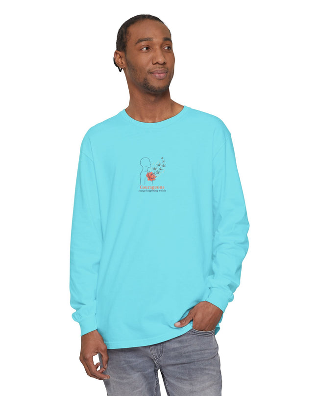 "Courageous Change Happening Within" Unisex Garment-dyed Long Sleeve T-Shirt