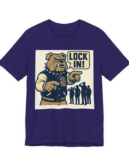 "The Fierce San Rafael High School Bulldog says Lock in!" Unisex Jersey Short Sleeve Tee