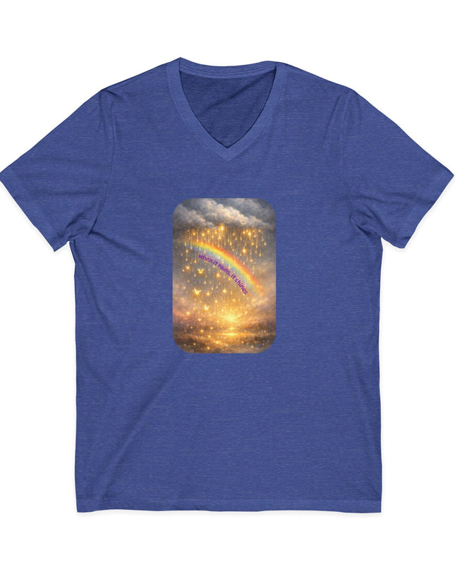 "When It Rains, It Shines" Unisex Jersey Short Sleeve V-Neck Tee