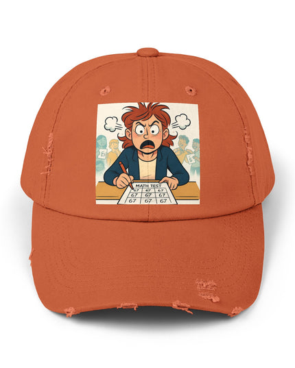 "67 with a Frustrated Math Teacher" - Unisex Distressed Cap