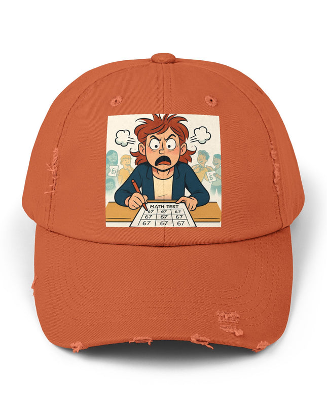 "67 with a Frustrated Math Teacher" - Unisex Distressed Cap