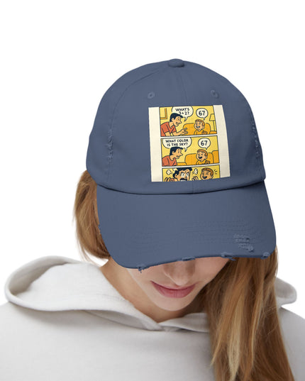 "67 is a Child's Only Answer" - Unisex Distressed Cap