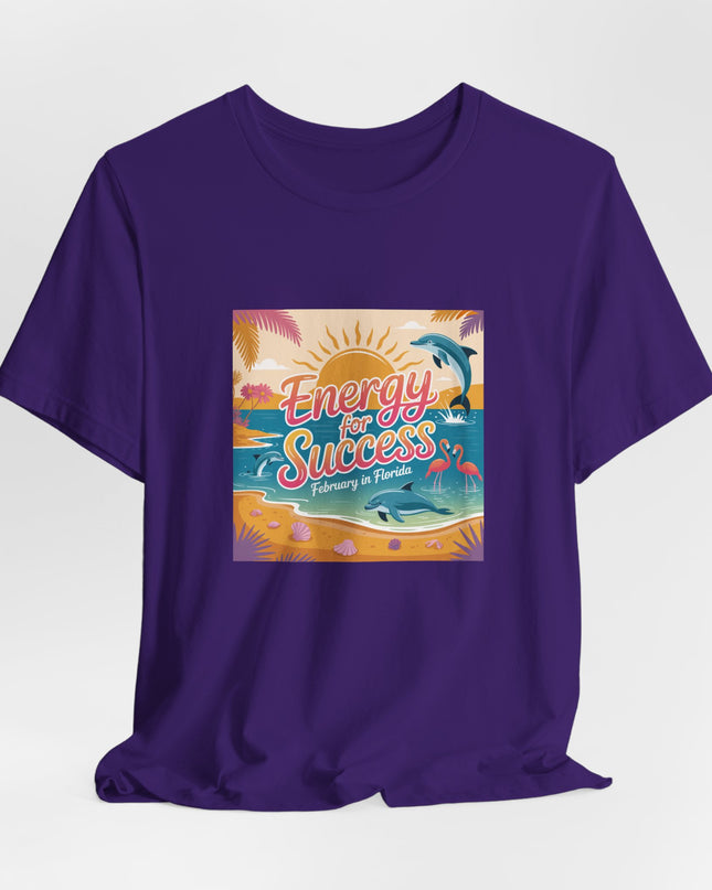 "February in Florida, Energy for Success (smaller design)" Unisex Jersey Short Sleeve Tee