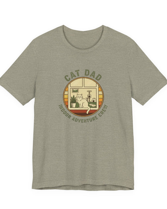 "Cat Dad Indoor Adventure Crew" Unisex Jersey Short Sleeve Tee