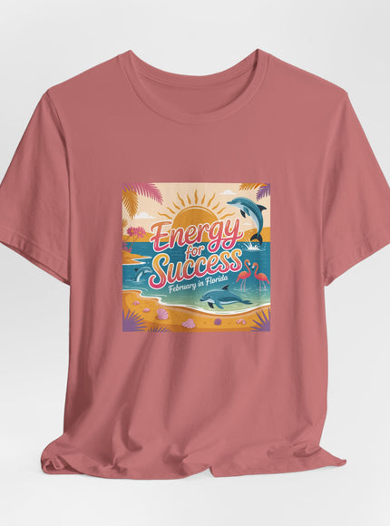 "February in Florida, Energy for Success (smaller design)" Unisex Jersey Short Sleeve Tee