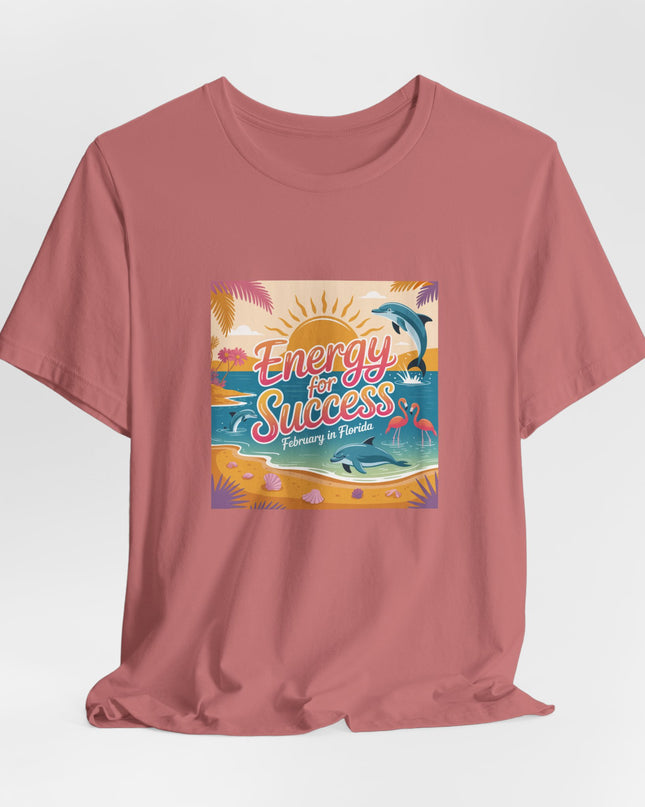 "February in Florida, Energy for Success (smaller design)" Unisex Jersey Short Sleeve Tee