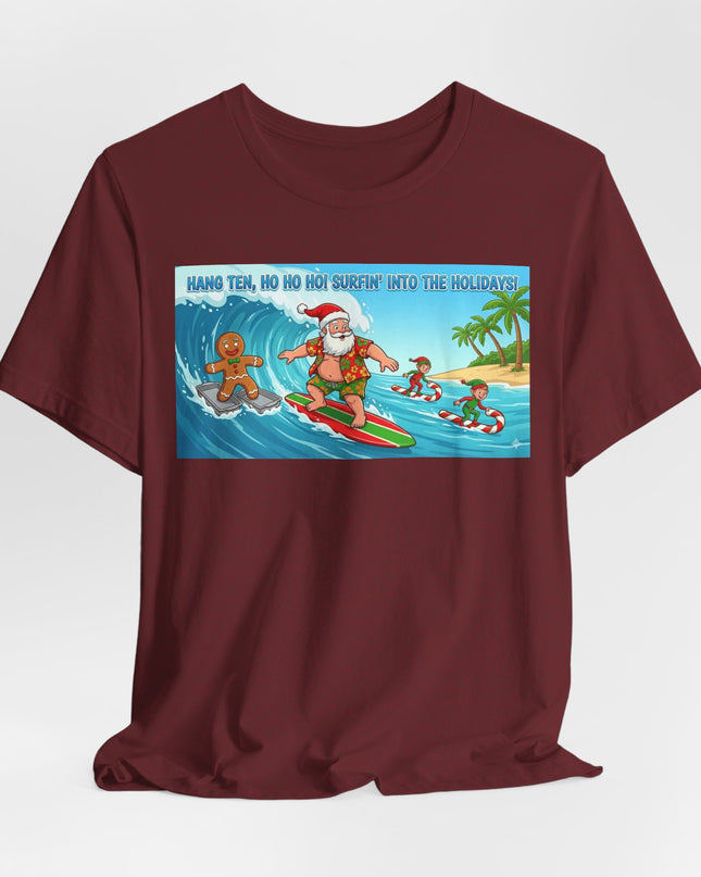 "Surfing into the Holidays" Unisex Jersey Short Sleeve Tee