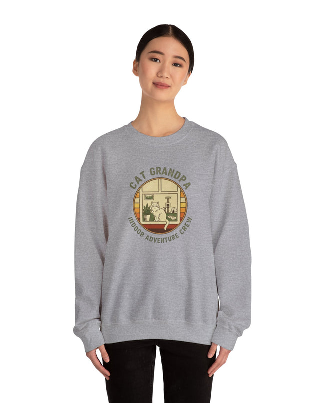 "Cat Grandpa Indoor Adventure Crew" Unisex Adult Sweatshirt