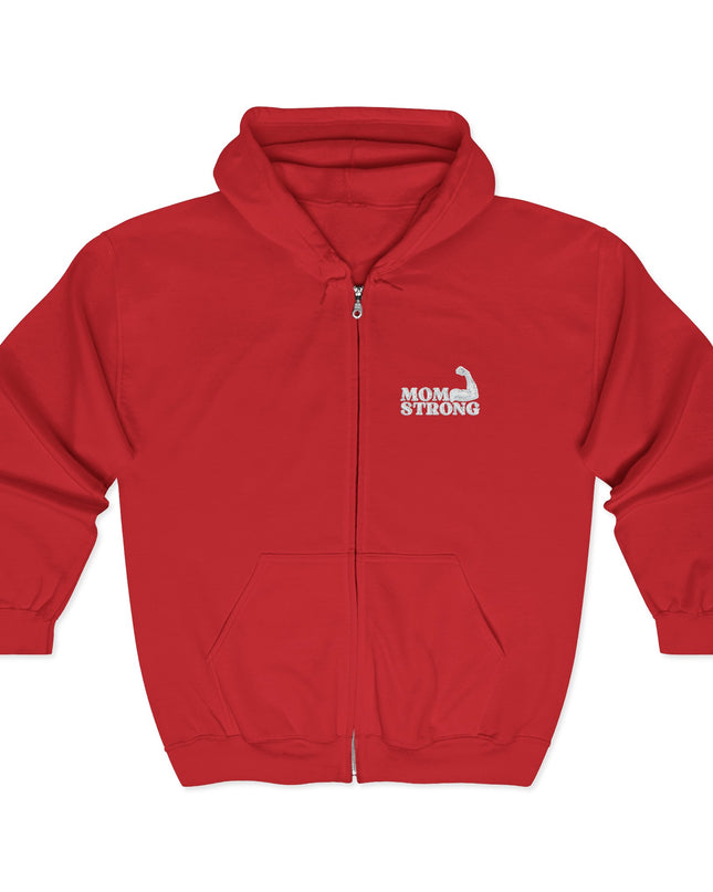 "Mom Strong (White embroidery)" Unisex Heavy Blend Full Zip Hooded Sweatshirt