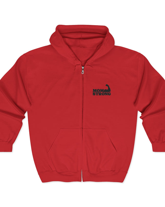"Mom Strong (Black embroidery) " Unisex Heavy Blend Full Zip Hooded Sweatshirt