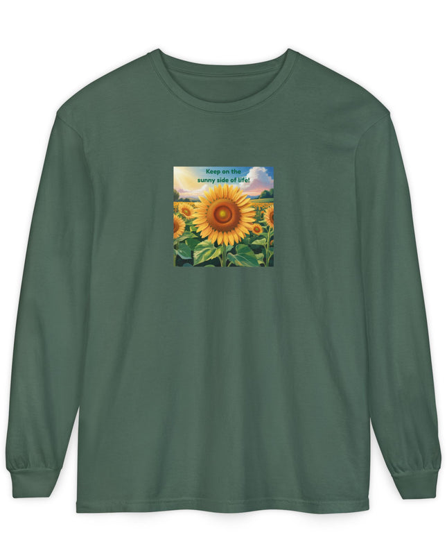"Keep on the Sunny Side of Life" Unisex Garment-dyed Long Sleeve T-Shirt