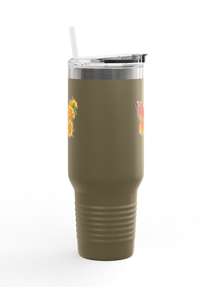 "Butterfly Poppies" Insulated Travel Mug, 40oz