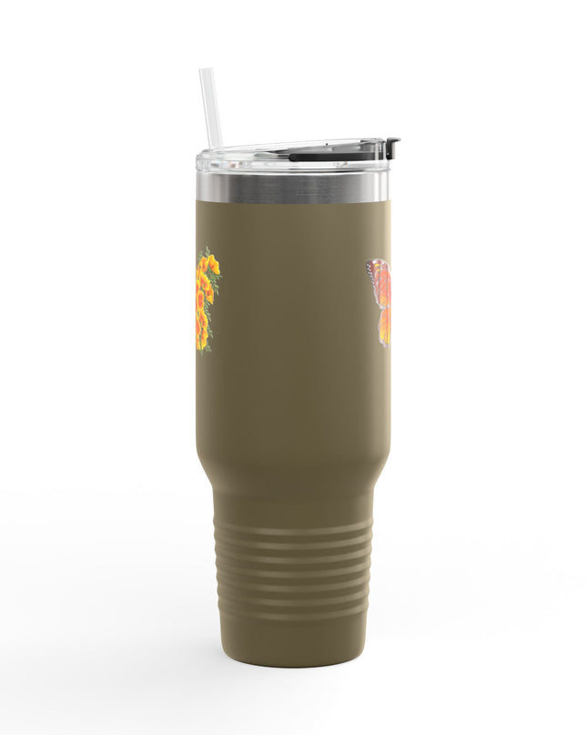 "Butterfly Poppies" Insulated Travel Mug, 40oz