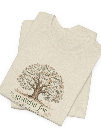 "Grateful For What Already Is" Unisex Jersey Short Sleeve Tee